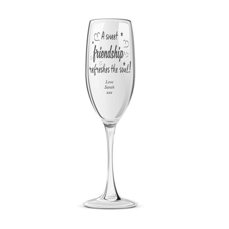 Sweet Friendship Personalised Engraved Champagne Prosecco Glass
