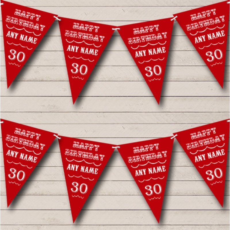 Text Any Age Birthday Dark Claret Red Personalised Birthday Party Bunting – The Card Zoo