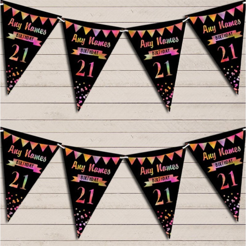 Any Age Birthday 18th 21st 30th 40th 50th 60th Black and Warm Birthday Bunting – The Card Zoo