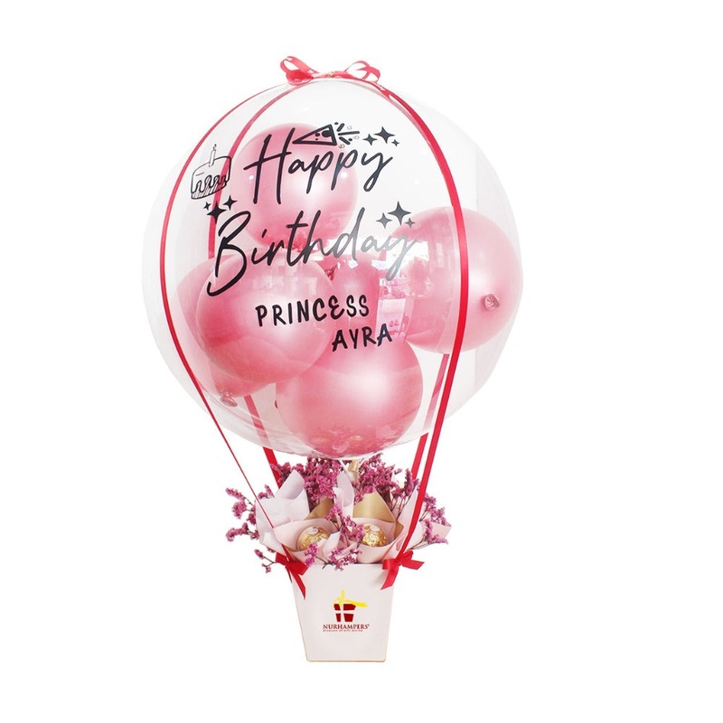 Dinies Pink Chocolate Box with Balloon (Klang Valley Delivery Only)