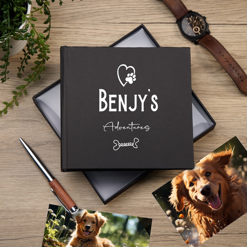 Personalised Photo Album for Puppies and Dogs Adventures Black 50 x 6 x 4 Photos
