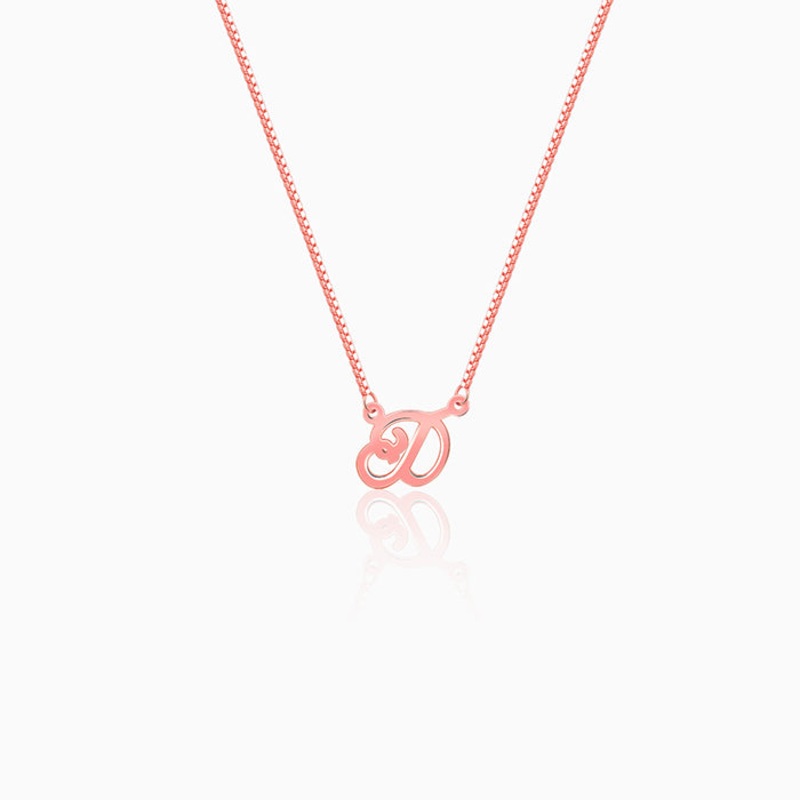 Rose Gold Personalised Cursive Initial Necklace