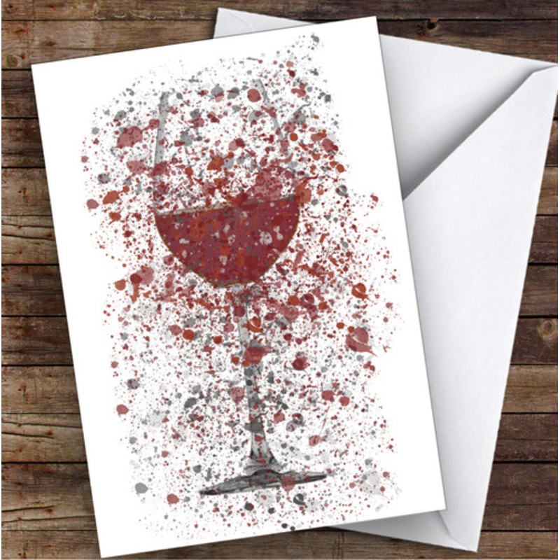 Watercolour Splatter Red Wine Glass Decorative Personalised Birthday Card – The Card Zoo