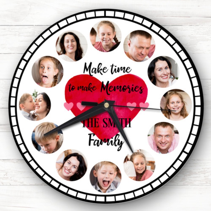 Family Photo Gift Red Heart Custom Gift Personalised Clock – The Card Zoo