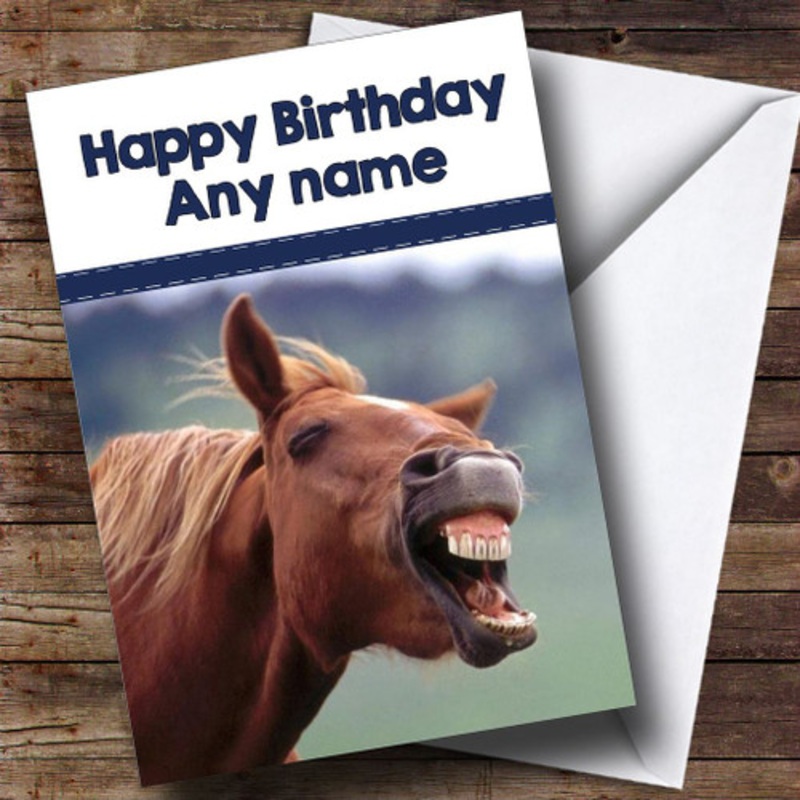 Funny Laughing Horse Personalised Birthday Card – The Card Zoo