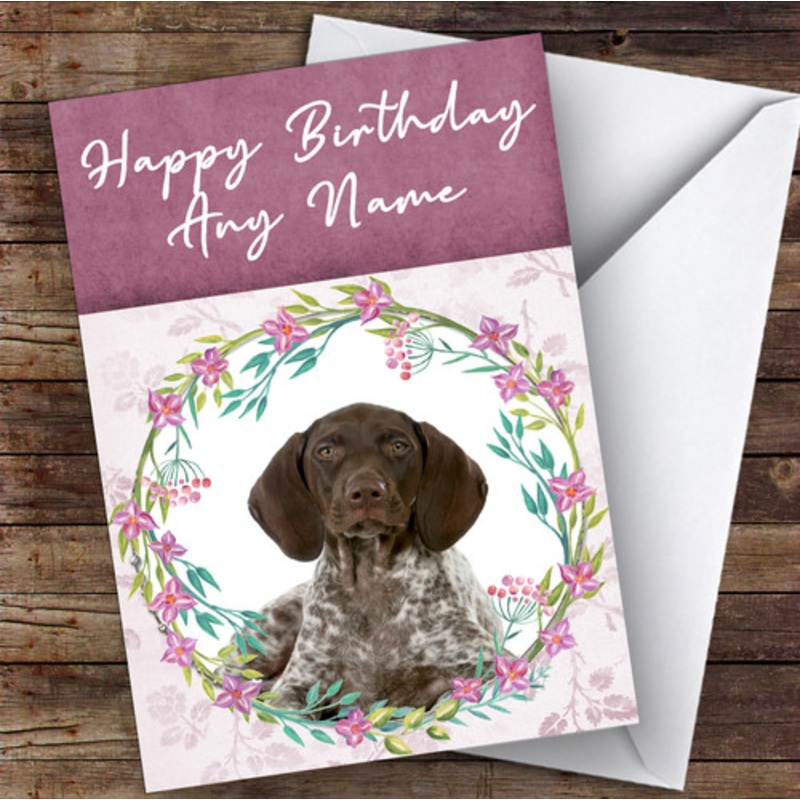 German Shorthaired Pointer Dog Pink Floral Animal Personalised Birthday Card – The Card Zoo