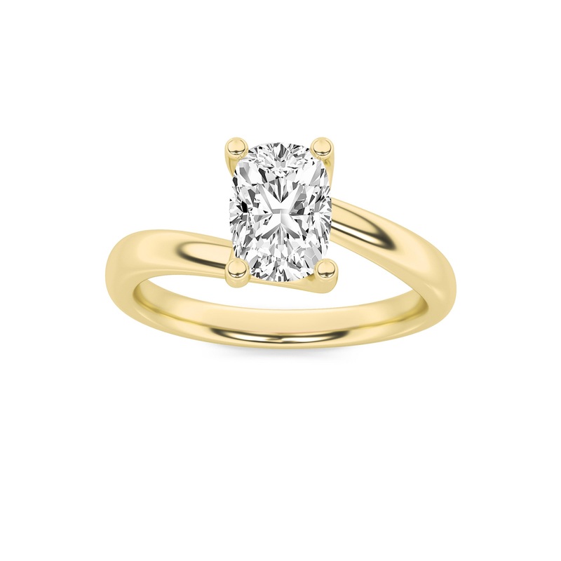 Gold Cushion Cut Solitaire Diamond Ring