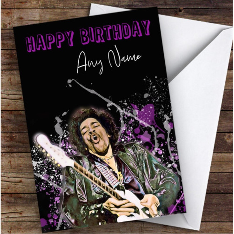 Jimmy Hendrix Splatter Art Celebrity Personalised Birthday Card – The Card Zoo