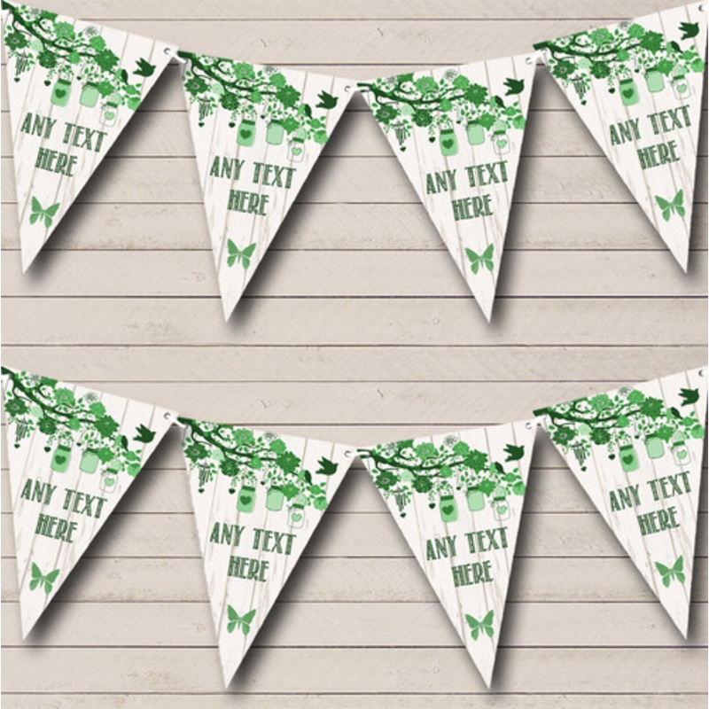 Shabby Chic Vintage Wood Green Personalised Birthday Party Bunting – The Card Zoo