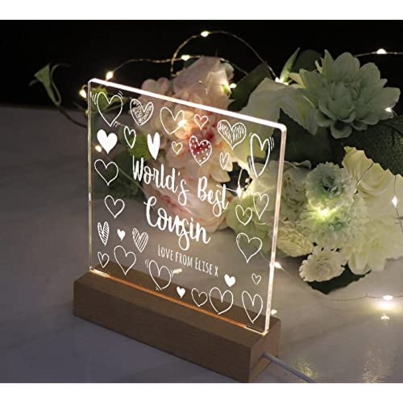 World’s Best Cousin Personalised Night Light LED Lamp Gift