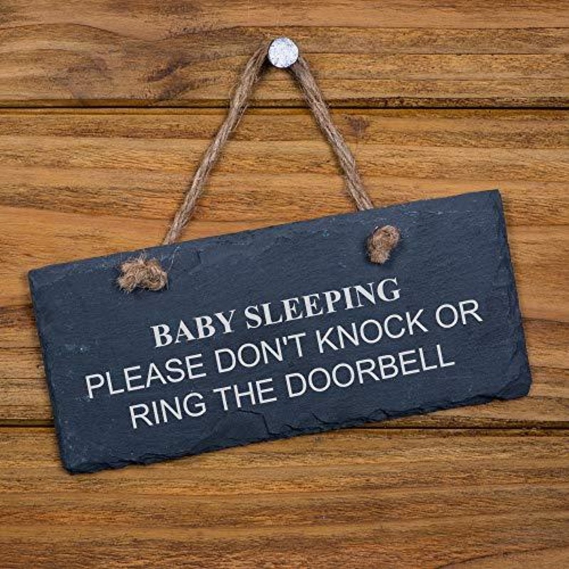 ‘Baby sleeping Please don’t knock or ring the doorbell’ Slate Sign