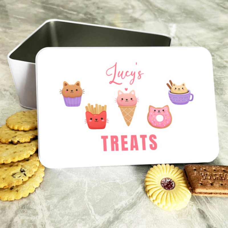 Cute Food Shape Cats Rectangle Personalised Treat Tin – The Card Zoo