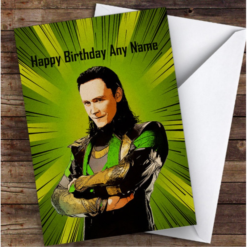Loki Tom Hiddleston Children’s Kids Personalised Birthday Card – The Card Zoo
