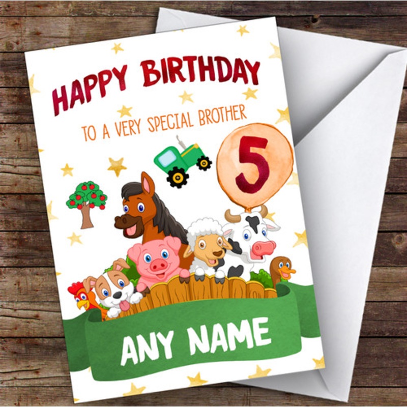Personalised Boys Birthday Card Farm Animals 1st 2nd 3rd 4th 5th 6th Brother – The Card Zoo