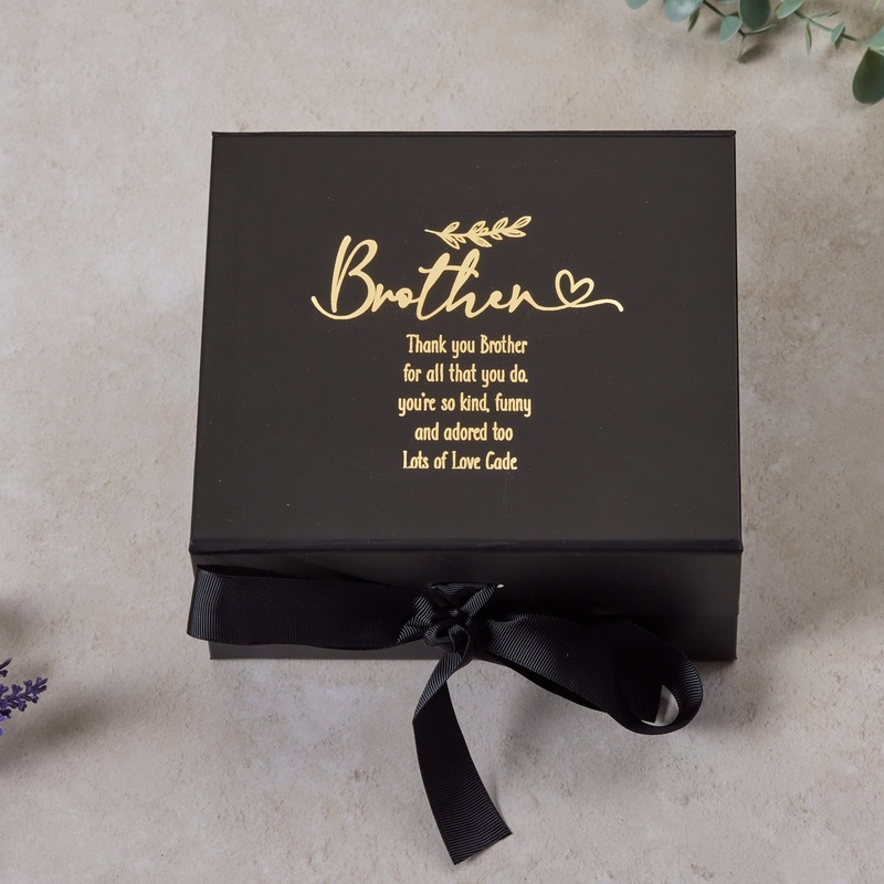 Personalised Brother Black Gift Box With Gold Leaf