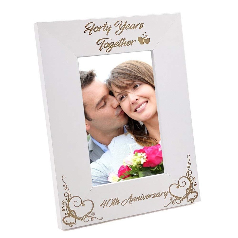 White Wooden 40th Anniversary Photo Frame Gift