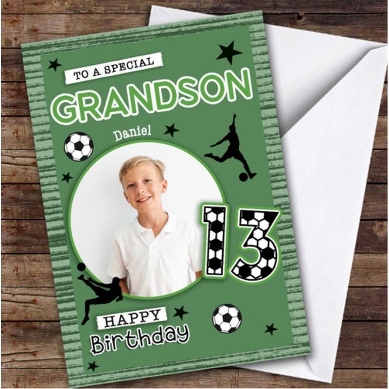 13th Grandson Football Photo Teenager Boys Custom Personalised Birthday Card – The Card Zoo
