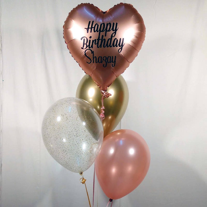 18-inch Heart Shaped Foil With Personalized Message + 3 Helium-Filled Latex Balloons