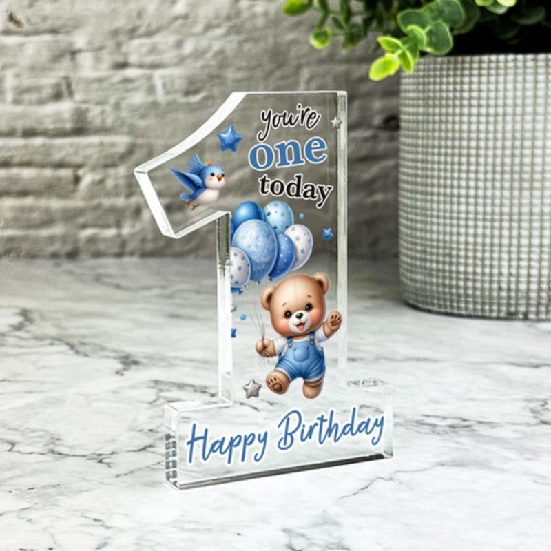 1st Birthday Gift Boys Teddy One Today Keepsake Number One Ornament Plaque – The Card Zoo
