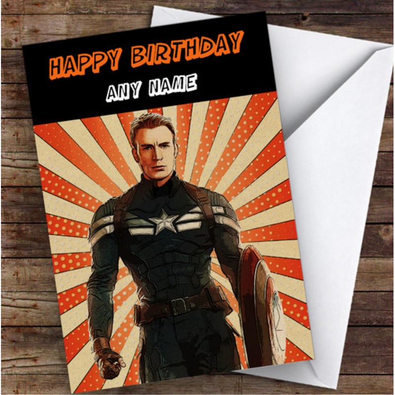 Captain America Chris Evans Children’s Kids Personalised Birthday Card – The Card Zoo