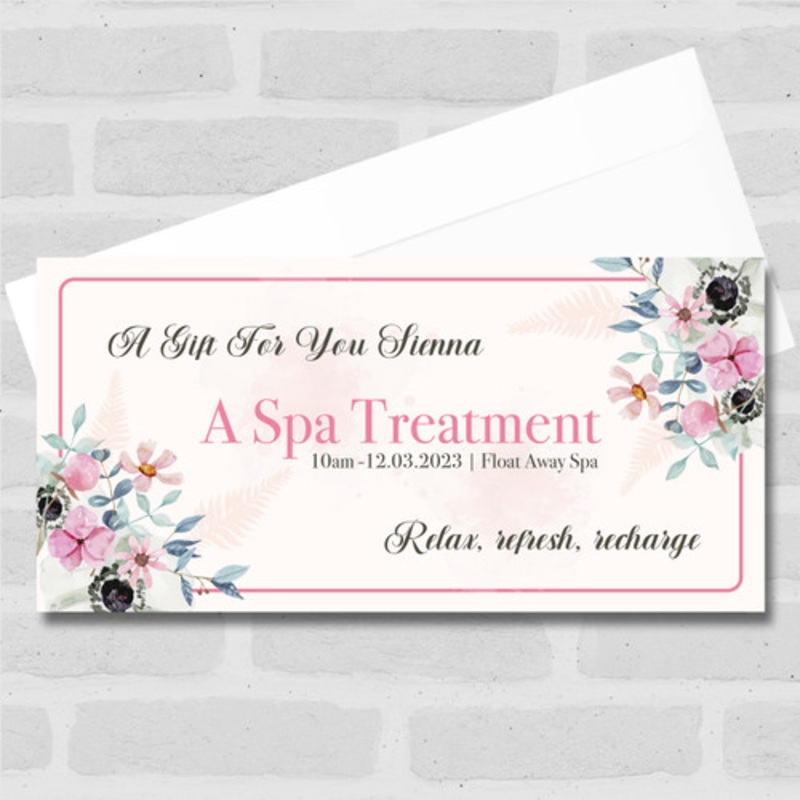 Floral Vintage Spa Treatment Gift Personalised Surprise Ticket Gift Voucher – The Card Zoo