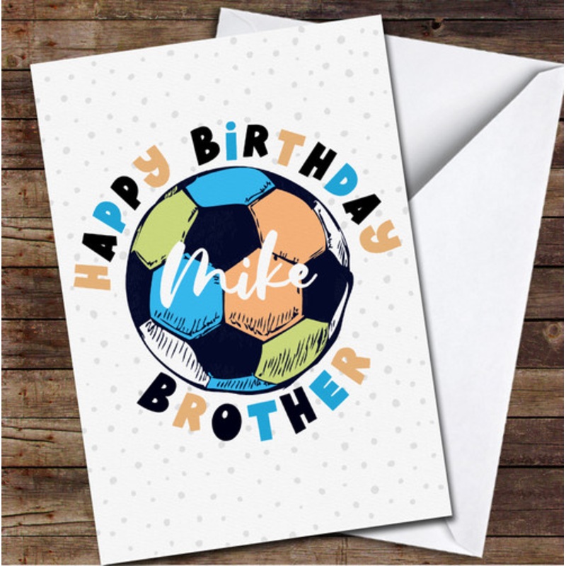 Football Happy Birthday Brother Polka Dots Blue Personalised Birthday Card – The Card Zoo