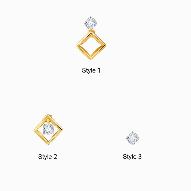 Gold Geometric Radiance Convertible Diamond Earrings