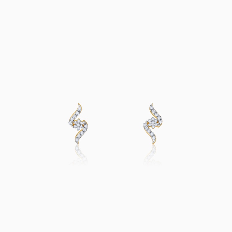 Gold Wavy Chakra Diamond Earrings