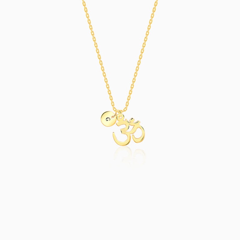 Golden Personalised Om Pendant With Link Chain