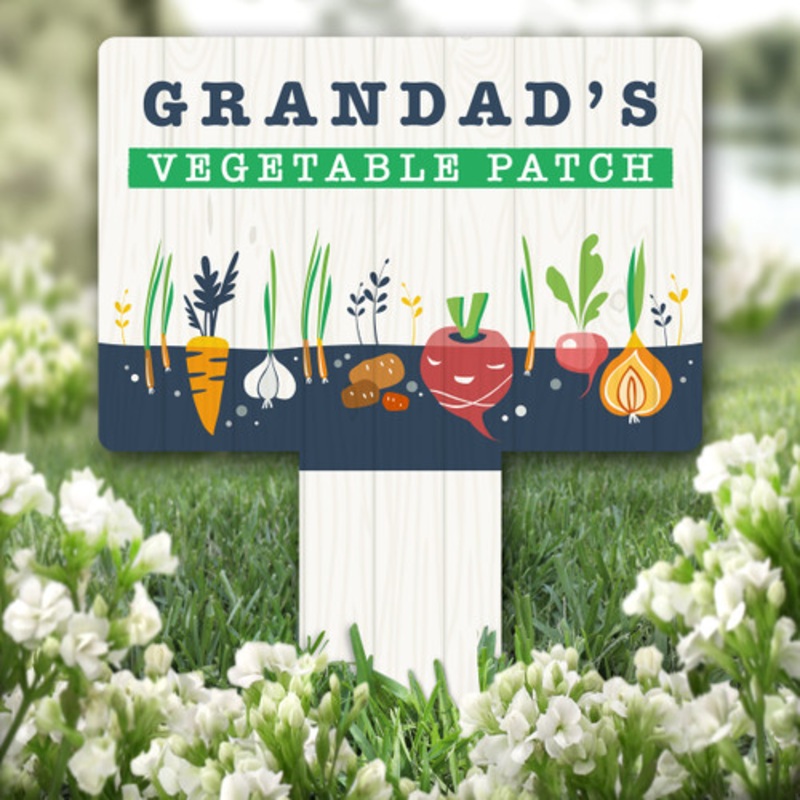 Grandad’s Vegetable Patch Personalised Gift Garden Plaque Sign Ground Stake – The Card Zoo