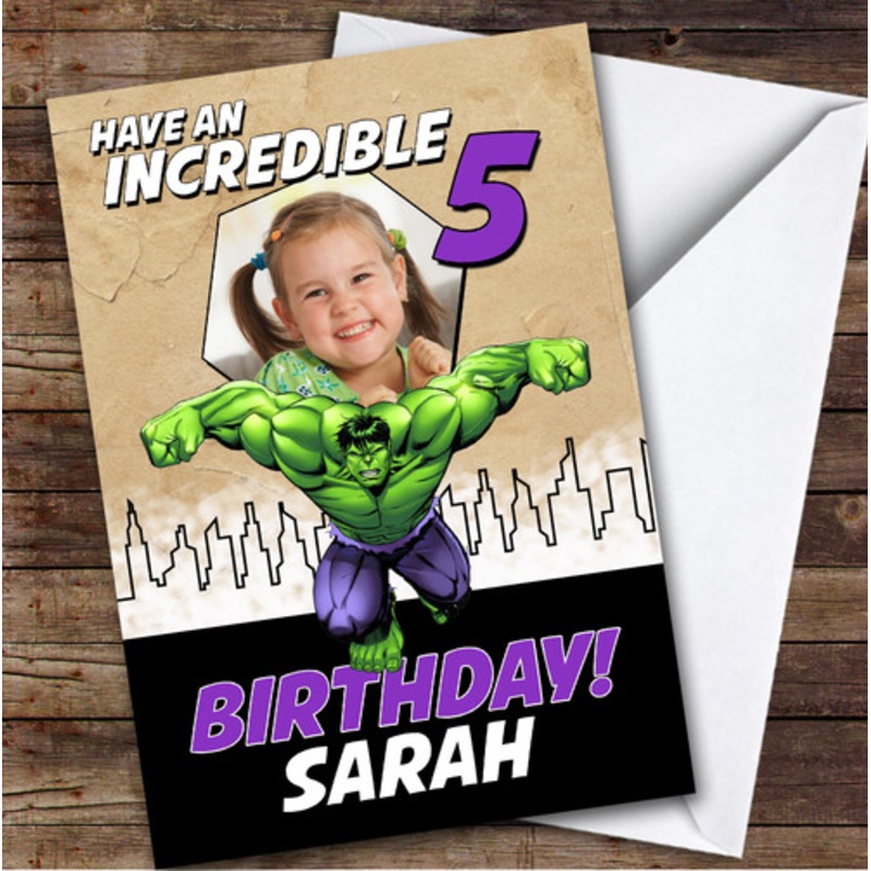 Hulk Hero Incredible Photo Any Age Kids Personalised Children’s Birthday Card – The Card Zoo