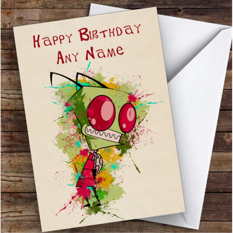 Invader Zim Invader Zim Children’s Kids Personalised Birthday Card – The Card Zoo