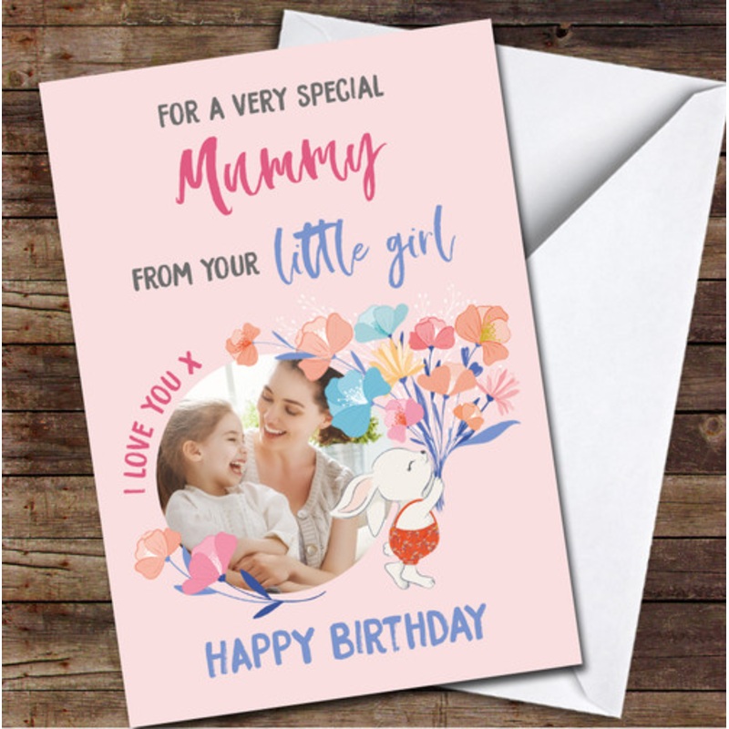 Mummy From Your Little Girl Daughter Photo Flowers Personalised Birthday Card – The Card Zoo