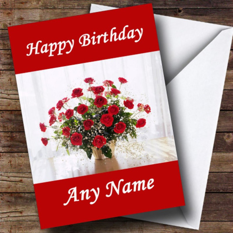 Red Roses Display Personalised Birthday Card – The Card Zoo