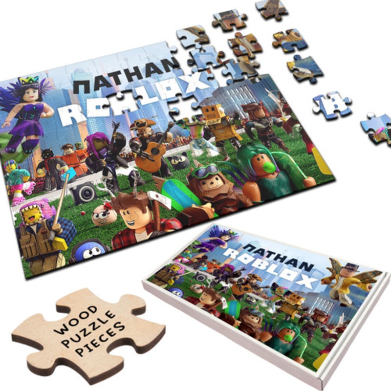Roblox Gaming Kids Children’s Gift Custom Personalised Wooden Jigsaw Puzzle – The Card Zoo