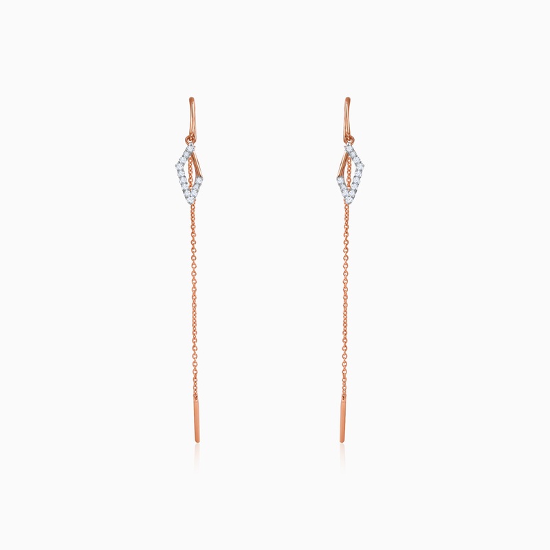 Rose Gold Manorama Sui Dhaaga Diamond Earrings