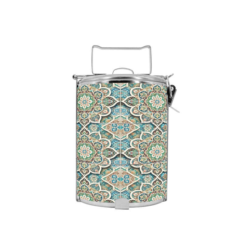BDARI Tiffin Carrier – Green Reminiscent Mandala (Nationwide Delivery)