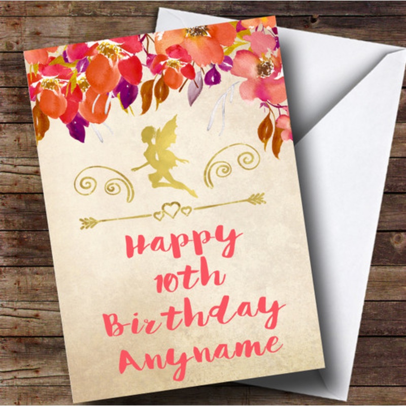 Gold Autumn Fairy Children’s Birthday Personalised Card – The Card Zoo