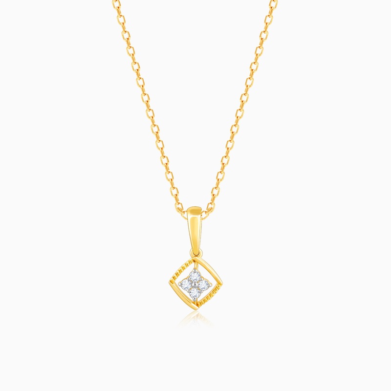 Gold Classic Square Diamond Pendant