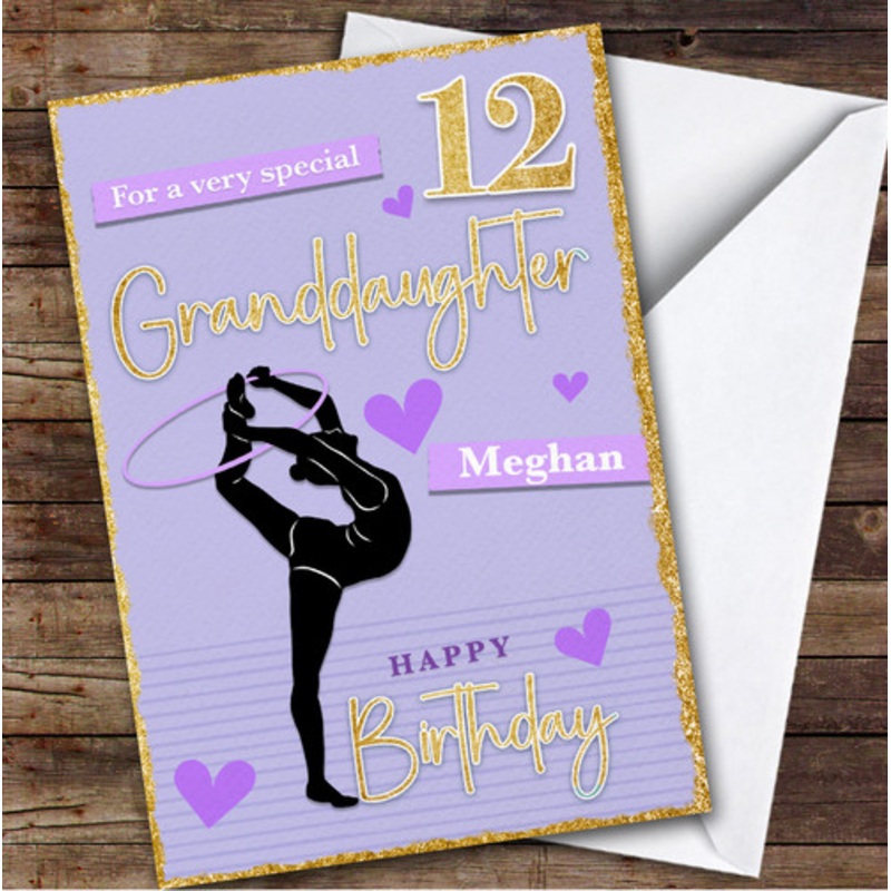 Granddaughter 12th Purple Gymnast Gymnastics Custom Personalised Birthday Card – The Card Zoo