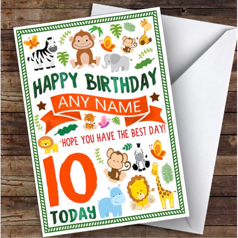 Jungle Animals Any Age and Name Personalised Children’s Birthday Card – The Card Zoo