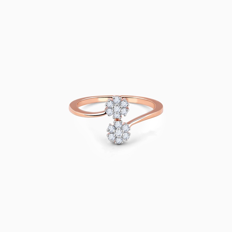 Rose Gold Twain Bouquet Lab Grown Diamond Ring