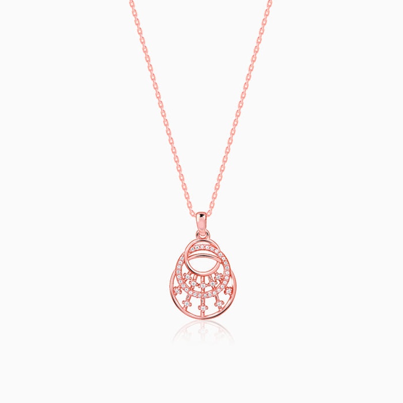 Rose Gold Unseen Happiness Pendant With Link Chain