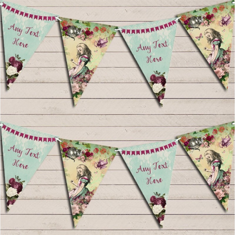 Shabby Chic Alice In Wonderland Personalised Birthday Bunting – The Card Zoo