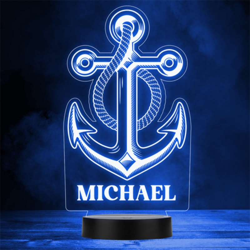 Ship Anchor Sailing Nautical Personalised Gift Colour Change LED Night Light – The Card Zoo