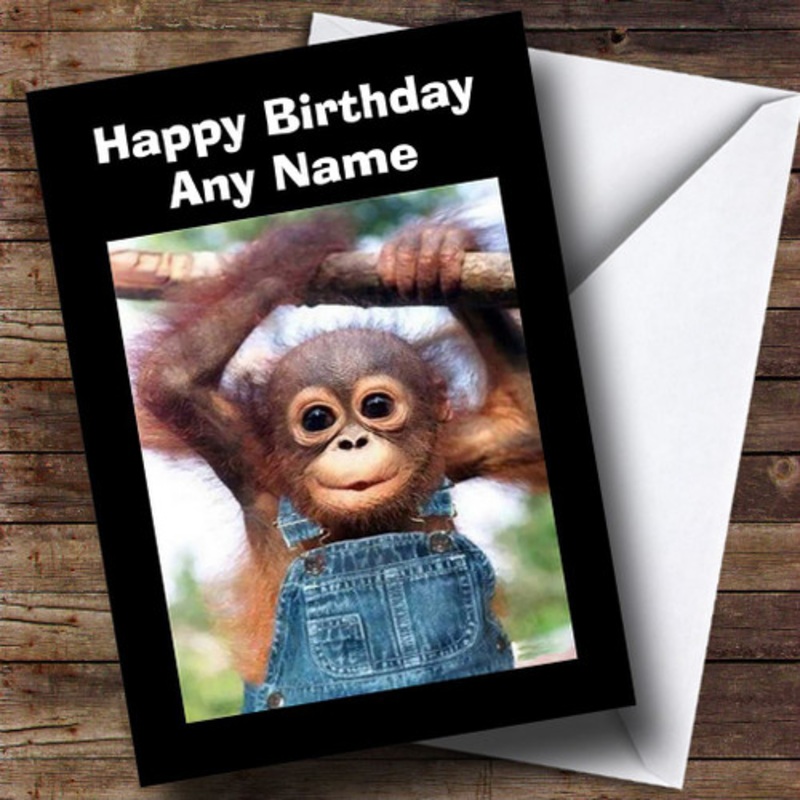 Sweet Baby Monkey Big Eyes Personalised Birthday Card – The Card Zoo