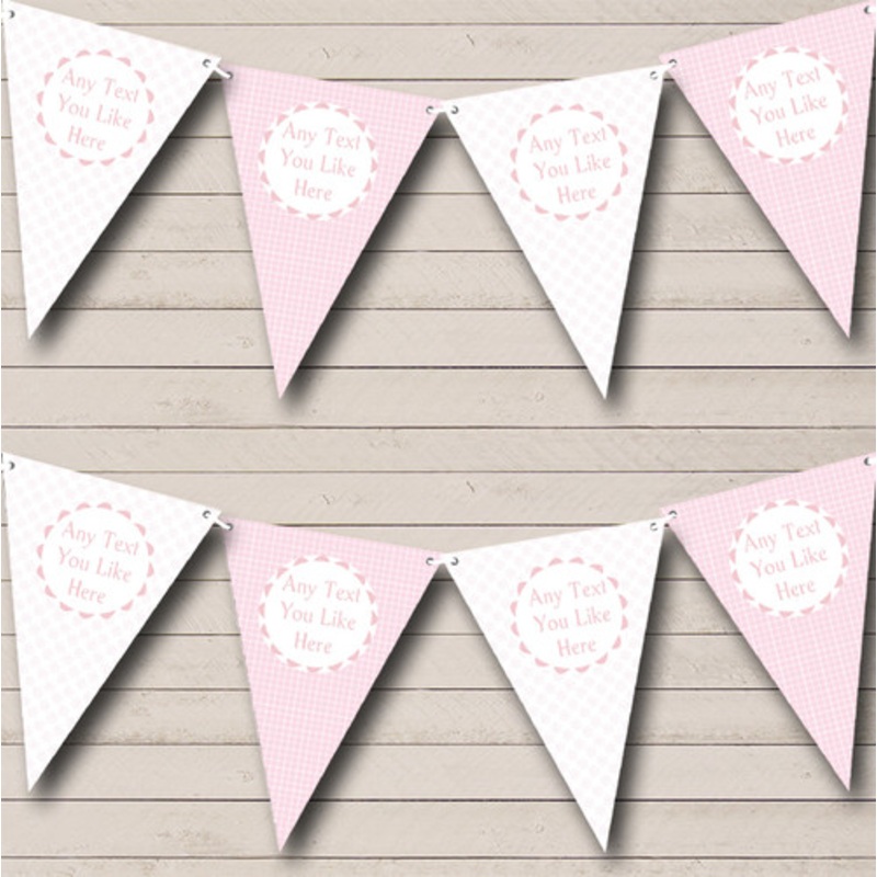 Baby Girl Pink Flowers and Check Personalised Children’s Birthday Party Bunting – The Card Zoo
