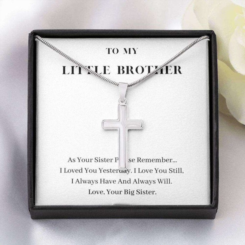 Brother Necklace, Always Will Love You, Birthday Gift For Brother, To My Little Brother Necklace, Present For Little Brother