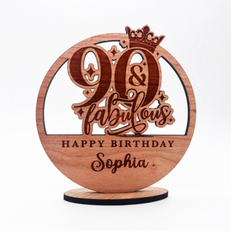 Engraved Wood 90 and Fabulous Milestone Age Birthday Keepsake Personalised Gift – The Card Zoo