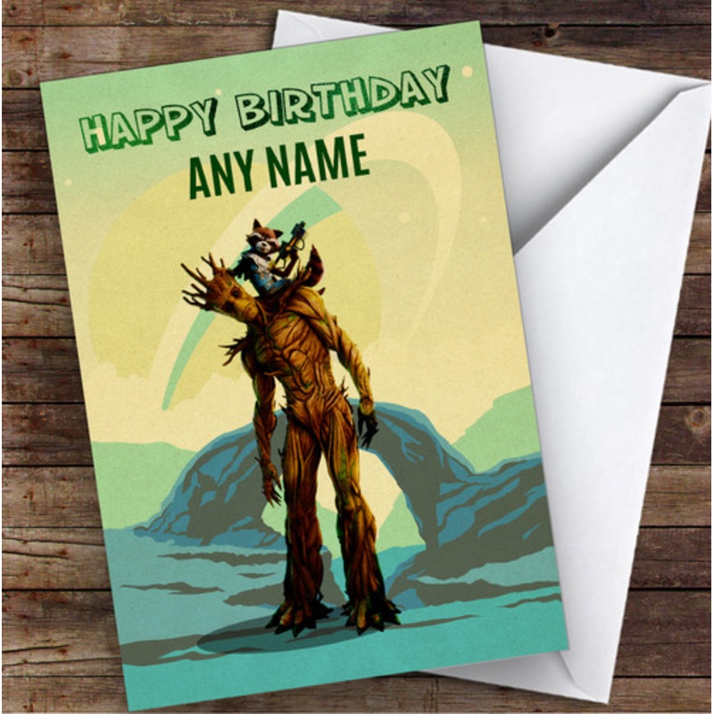 Groot Style Vintage Green Children’s Kids Personalised Birthday Card – The Card Zoo